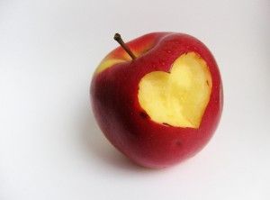 apple with heart cutout