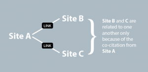 A good visual example how co-citation can work from Search Engine Journal.