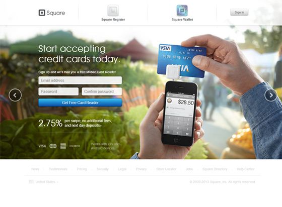 Simple, clear, and to the point. Square App leads you directly to filling out the form and showcases the product.