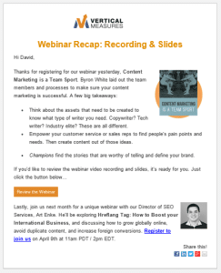 Webinar Follow-up Email