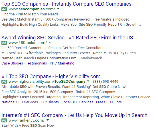 Top 4 AdWords spots